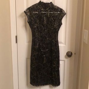 NWOT Black Kimono Dress with Gold Detail